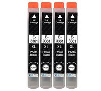 Go Inks 4 Cartouches d'encre Photo Noire pour remplacer Epson T3361 (33XL Séries) Compatible/Non-OEM pour Epson Expression Premium Imprimantes