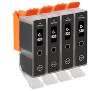 Go Inks C-520Bk Cartouches d'encre Compatible pour remplacer Canon PGI-520Bk pour une utilisation avec les imprimantes Canon PIXMA, Noir, Lot de 4