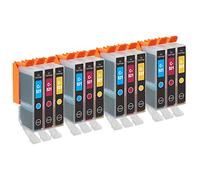 Go Inks C-521CMY Lot de 12 Cartouches d'encre compatibles pour Imprimante Multi-pack Tricolor (Jaune, Magenta, Cyan)