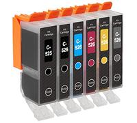 Go Inks C-525/526-6SET-1 Pack de 6 Cartouches d'encre Compatible avec Imprimante Canon Pixma Multi-Pack (Noir, Cyan, Magenta, Jaune)