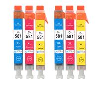 Go Inks Cartouches compatibles Canon CLI-581 C/M/Y - Ensemble 6 (2 Cyan, 2 Magenta, 2 Jaune) pour PIXMA