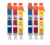Go Inks C-551CMY Cartouches C/M/Y d'encre Compatible pour remplacer Canon CLI-551 pour une utilisation avec les imprimantes Canon PIXMA (Lot de 6)