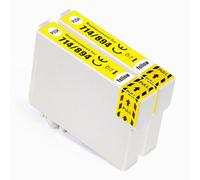 Go Inks E-714 Cartouche d'encre Compatibles pour remplacer Epson T0714 à utiliser avec les imprimantes Epson Stylus, Jaune (lot de 2)