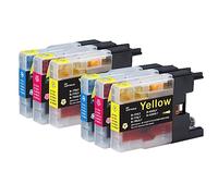 Go Inks Lot de 2 Cartouches d'encre C/M/Y pour remplacer Brother LC1240 & LC1220 Compatible/Non-OEM pour imprimantes Brother DCP & MFC (6 encres)