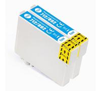 Go Inks Lot de 2 Cartouches d'encre Cyan compatibles T0712 pour imprimantes Epson Stylus - 13,5 ML - 2 x Cyan