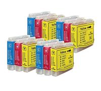 Go Inks Lot de 4 Cartouches C/M/Y pour remplacer Brother LC970 et LC1000 C/M/Y Compatible/Non-OEM pour imprimantes Brother DCP, MFC, FAX (12 encres)