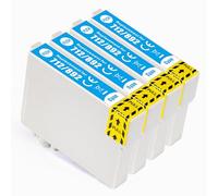 Go Inks Lot de 4 Cartouches d'encre Cyan compatibles T0712 pour imprimantes Epson Stylus - 13,5 ML - 4 x Cyan