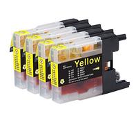Go Inks® Lot de 4 Cartouches d'encre Jaune pour remplacer Brother LC1240Y et LC1220Y compatibles/Non-OEM pour imprimantes Brother DCP et MFC