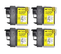 Go Inks Lot de 4 Cartouches d'encre Jaunes pour remplacer Brother LC980Y et LC1100Y Compatible avec Les imprimantes Brother DCP et MFC
