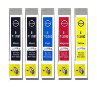 Go Inks 1 Ensemble de 4 + supplémentaire Noire Cartouches d'encre à remplacer Epson T0715 Compatible/Non-OEM pour Epson Stylus Imprimantes (5 encres)