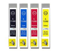 Go Inks 1 Ensemble de 4 Cartouches d'encre à remplacer Epson T0715 Compatible/Non-OEM pour Epson Stylus Imprimantes (4 encres)