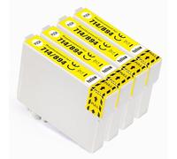 Go Inks T0714 Lot de 4 Cartouches d'encre de Rechange pour imprimantes Epson Stylus 13,5 ML Jaune