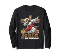 Go Jesus It's The Third Day Funny Dabbing Jesus Easter Day Manche Longue