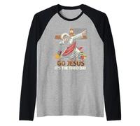 Go Jesus It's The Third Day Funny Dabbing Jesus Easter Day Manche Raglan