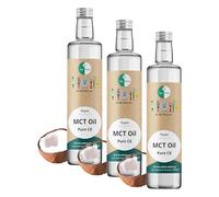 Go-Keto MCT Oil C8, 500 ml - HUILE TCM premium C8, dans bouteille en verre, 100% huile de coco, sans huile de palme, top pour le régime keto, our un bulletproof coffee, Paléo, végane (Lot de 3)