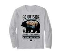 Go Outside Worst Case Bear Attack Funny Shirt Manche Longue