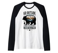 Go Outside Worst Case Bear Attack Funny Shirt Manche Raglan