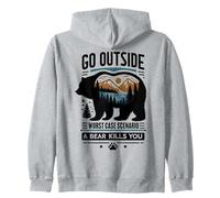Go Outside Worst Case Bear Attack Funny Shirt Sweat à Capuche