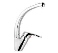 GO par Van Marcke Robinet de cuisine - mono commande - excentré économiseur d'eau - bec mobile - entraxe 15cm - disques en céramique - flexibles - kit de fixation 101050-