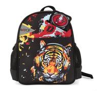 Go Pop - Sac à dos maternelle Tiger Beats avec grand compartiment central, tirette personnalisée, bretelles rembourrées et poignée 25,5 x 34,5 x 11,5 cm