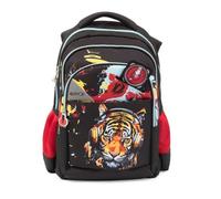 Go Pop - Sac à dos modèle Tiger Beat, 3 compartiments et poches intérieures, poches et porte-bouteille, dossier et bretelles rembourrées, avec bande personnalisée et Pop Up, 24, Dim 32 x 44 x 19