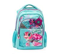 Go Pop - Sac à dos modèle Turtle Bloom, 3 compartiments, poches intérieures et latérales porte-bouteille, dossier et bretelles rembourrées, avec bande personnalisée et Pop Up, 24, Dim 32 x 44 x 19