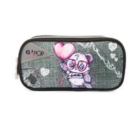 Go Pop Trousse Panderful, sachet 2 fermetures éclair personnalisé, deux grandes poches pour stylos crayons et accessoires, fabriqué en polyester 900D ultra résistant, dimensions 22 x 6 x 14 cm