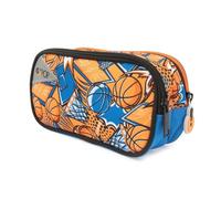 Go Pop - Trousse Slam Dunk, sachet 2 fermetures éclair avec tirette et fantaisie dinosaure, deux grandes poches pour crayons et marqueurs, dimensions 22 x 6 x 14