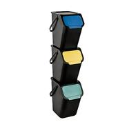 Go Practic Ensemble poubelle et filtre à charbon bioactif empilable avec couvercle à clic - Système de tri des déchets de cuisine - Avec couvercle - 25 l - Noir