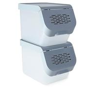 Go Practic Lot de 2 boîtes de rangement de 10 l - Pour le rangement de fruits et légumes - Récipient pour pommes de terre, oignons, ail, pommes de terre, pommes de terre, ail, pommes de terre - Avec