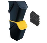 Go Practic Lot de 2 poubelles de cuisine de 25 l, avec couvercle, 2 filtres à charbon bioactif, empilables, système à « clic »