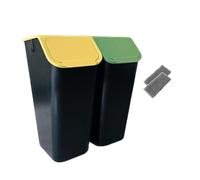 Go Practic Lot de 2 poubelles de cuisine de 35 l avec couvercle à clic et 2 filtres à charbon bioactif, empilables, + filtres