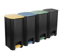 Go Practic Poubelle À Pédale Set 4x 40L, Cuisine Avec Couvercle Coloré, Bacs de Recyclage, Corbeille tri Selectif, Système De Tri Des Déchets Pour Papier, Plastique, Verre Et Bio Jaune, Vert Bleu Noir