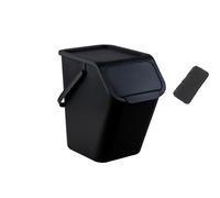 Go Practic Poubelle de Cuisine avec Couvercle, 25 l, filtre à charbon, système de tri des déchets, Plastique Corbeille tri Selectif, Bac de Recyclage, Conteneur à Déchets, Fonction de Clic, Noire