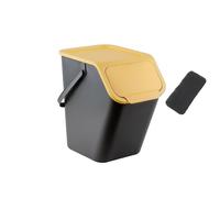 Go Practic Poubelle de Cuisine avec Couvercle, 25 l, filtre à charbon, système de tri des déchets, Plastique Corbeille tri Selectif, Bac de Recyclage, Conteneur à Déchets, Fonction de Clic, Noir Jaune