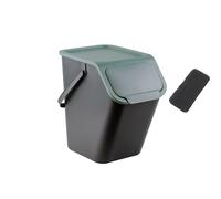 Go Practic Poubelle de Cuisine avec Couvercle 25 l, filtre à charbon, système de tri des déchets, Plastique Corbeille tri Selectif, Bac de Recyclage, Conteneur à Déchets, Fonction de Clic, Noir Vert