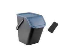 Go Practic Poubelle de Cuisine avec Couvercle, 25 l, filtre à charbon, système de tri des déchets, Plastique Corbeille tri Selectif, Bac de Recyclage, Conteneur à Déchets, Fonction de Clic, Noir bleue