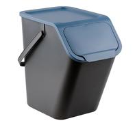 Go Practic Poubelle de Cuisine avec Couvercle 25 l Système de tri des déchets, Plastique Corbeille tri Selectif, Bac de Recyclage Empilable, Conteneur à Déchets, Fonction de Clic, Sans BPA Noir Bleue