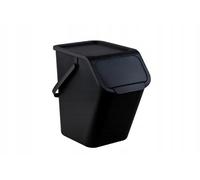Go Practic Poubelle de Cuisine avec Couvercle 25 l Système de tri des déchets, Plastique Corbeille tri Selectif, Bac de Recyclage Empilable, Conteneur à Déchets, Fonction de Clic, Sans BPA, Noir