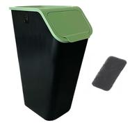 Go Practic Poubelle de Cuisine avec Couvercle 35l + filtre anti-odeurs, Plastique Corbeille tri Selectif, Bac de Recyclage Empilable, Conteneur à Déchets, Système de tri, Fonction de Clic, Nori Vert