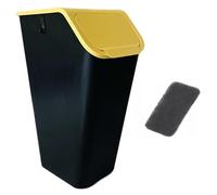 Go Practic Poubelle de Cuisine avec Couvercle 35l + filtre anti-odeurs, Plastique Corbeille tri Selectif, Bac de Recyclage Empilable, Conteneur à Déchets, Système de tri, Fonction de Clic, Nori Jaune