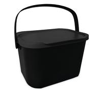 Go Practic Poubelle de cuisine BIO 6 l, Bac à Compost bio-déchets, Composteur cuisine anti-odeurs, Avec couvercle, Plastique Corbeille bio pour déchets organiques de fruits et légumes, Noire