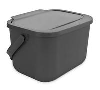 Go Practic Poubelle de cuisine BIO 6 l +filtre, Bac à Compost bio-déchets, Composteur cuisine anti-odeurs, Avec couvercle, Plastique Corbeille bio pour déchets organiques de fruits et légumes, Gris