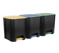 Go Practic Poubelles a Pédale Set 3x 25L, Cuisine Avec Couvercle Coloré, Bacs de Recyclage, Corbeille tri Selectif, Système De Tri Des Déchets Pour Papier, Plastique, Verre, Jaune, Vert, Bleu