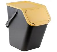 Go Practic Set de Poubelles de Cuisine Avec Couvercle, 1x 25L Jaune Fonction de Clic, Conteneur à Déchets, de Tri Des Déchets en Plastique Durable et Spacieuse