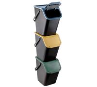 Go Practic Set de Poubelles de Cuisine Avec Couvercle, 4 Pièces 25L de Recyclage, Fonction de Clic, Conteneur à Déchets, de Tri Des Déchets en Plastique Durable et Spacieuse