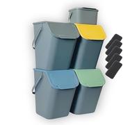 Go Practic Set de Poubelles de Cuisine avec Couvercle et Filtre à Charbon, 5 Pièces: 4x 25L / 1x 4,5L de Recyclage Biodégradable, Conteneur à Déchets, de Tri Des Déchets en Plastique