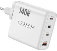 GO SOLID! Chargeur 140W USB-C Alimentation avec 4 Ports 3x USB-C, 1x USB-A Noir