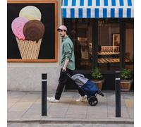 GO TWO Compact Poussette de marché Chariot de courses Pliable PLAYMARKET Bleu indigo texturé