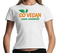 Go Vegan Save Animals Vegans Veganism Ethics Lady Women Ladies Girlie T-T-Shirts à Manches courtes12085(Large)